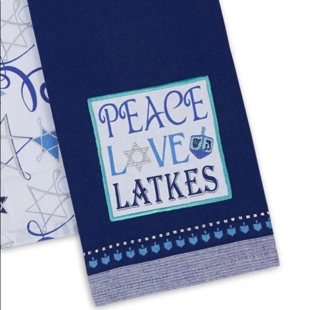 Hanukkah embroidered dishtowel